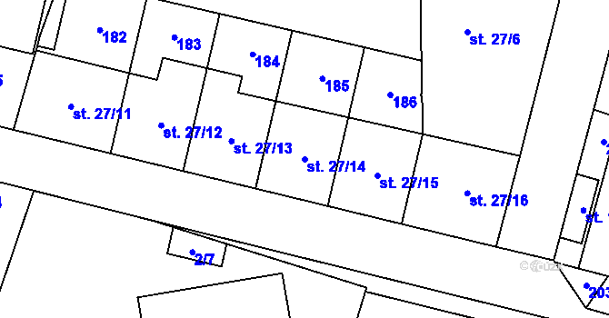 Parcela st. 27/14 v KÚ Hovorčovice, Katastrální mapa