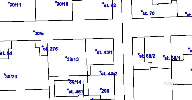 Parcela st. 43/1 v KÚ Hovorčovice, Katastrální mapa