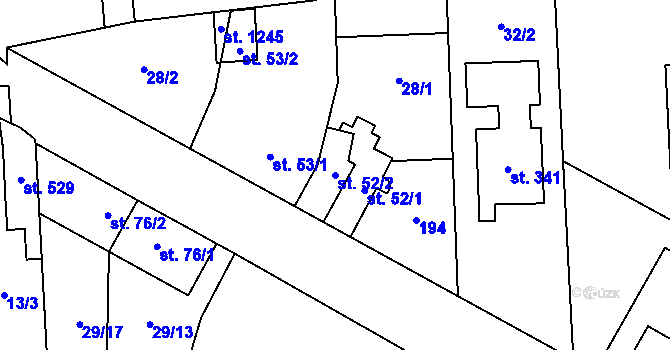 Parcela st. 52/2 v KÚ Hovorčovice, Katastrální mapa