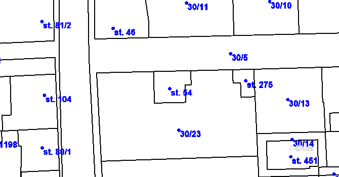 Parcela st. 54 v KÚ Hovorčovice, Katastrální mapa