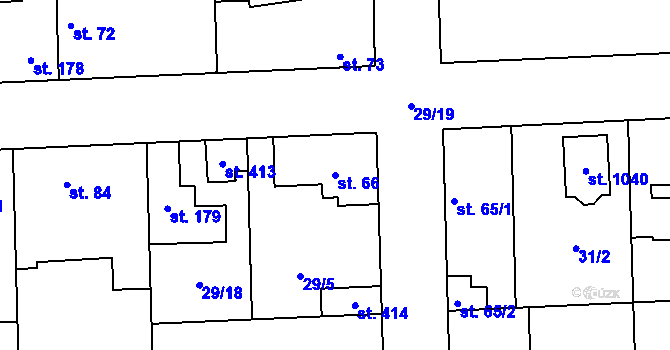 Parcela st. 66 v KÚ Hovorčovice, Katastrální mapa