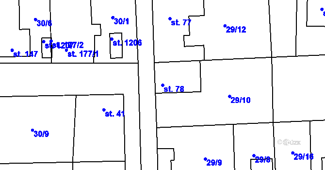 Parcela st. 78 v KÚ Hovorčovice, Katastrální mapa