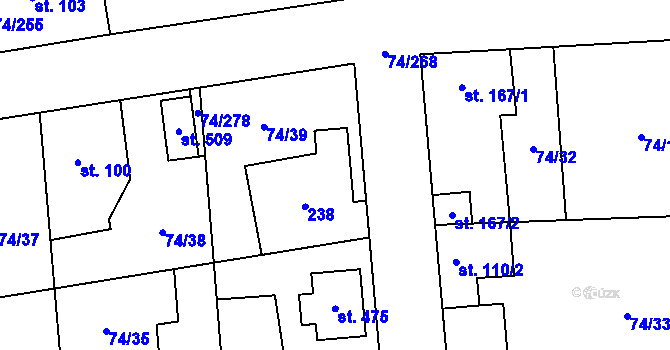 Parcela st. 88 v KÚ Hovorčovice, Katastrální mapa
