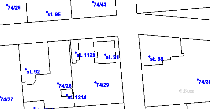 Parcela st. 91 v KÚ Hovorčovice, Katastrální mapa