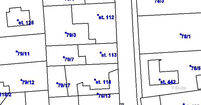 Parcela st. 113 v KÚ Hovorčovice, Katastrální mapa