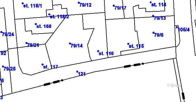 Parcela st. 116 v KÚ Hovorčovice, Katastrální mapa