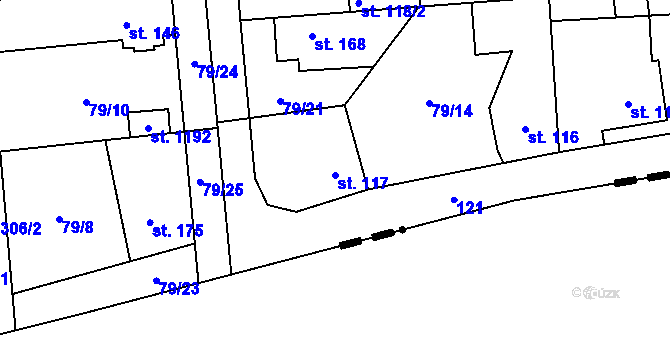 Parcela st. 117 v KÚ Hovorčovice, Katastrální mapa