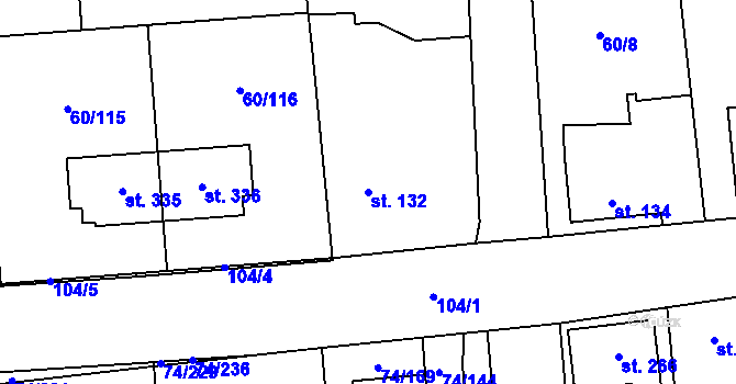 Parcela st. 132 v KÚ Hovorčovice, Katastrální mapa