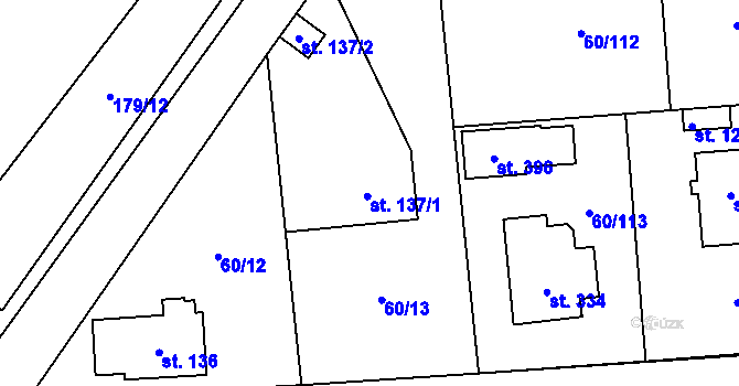 Parcela st. 137 v KÚ Hovorčovice, Katastrální mapa