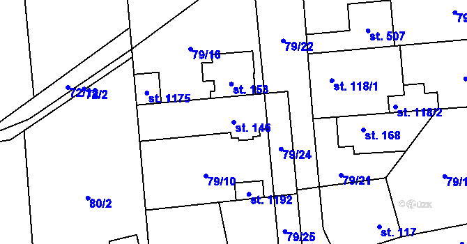 Parcela st. 146 v KÚ Hovorčovice, Katastrální mapa