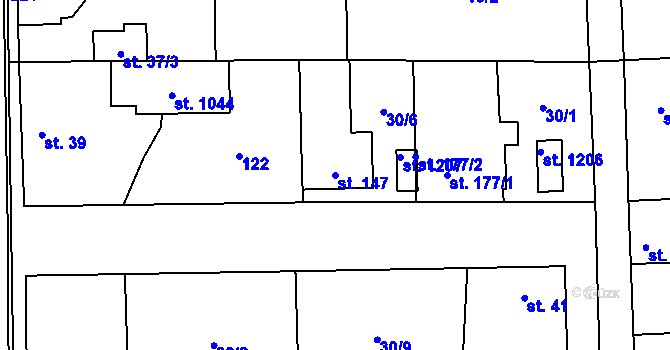Parcela st. 147 v KÚ Hovorčovice, Katastrální mapa