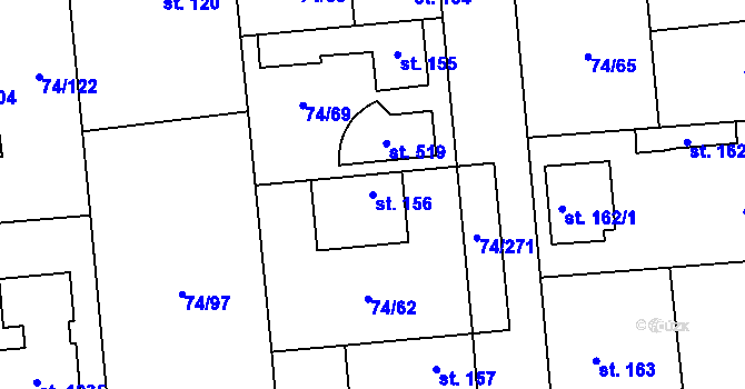 Parcela st. 156 v KÚ Hovorčovice, Katastrální mapa