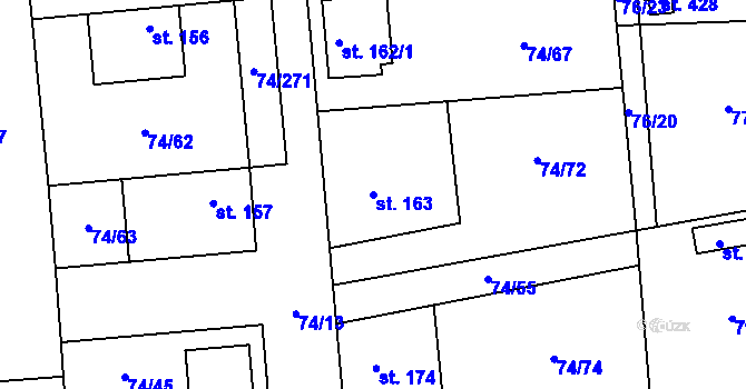 Parcela st. 163 v KÚ Hovorčovice, Katastrální mapa