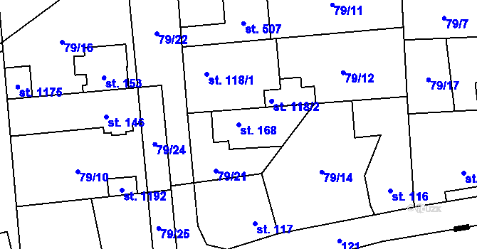 Parcela st. 168 v KÚ Hovorčovice, Katastrální mapa