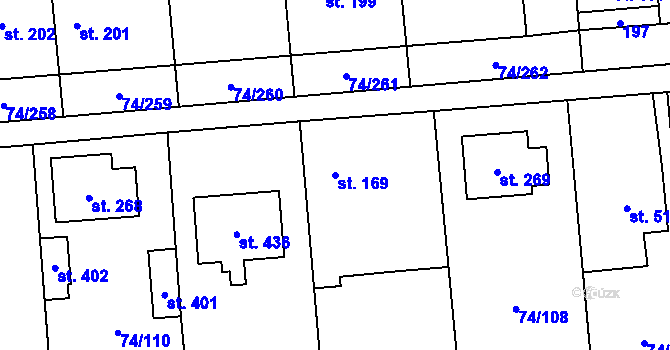 Parcela st. 169 v KÚ Hovorčovice, Katastrální mapa