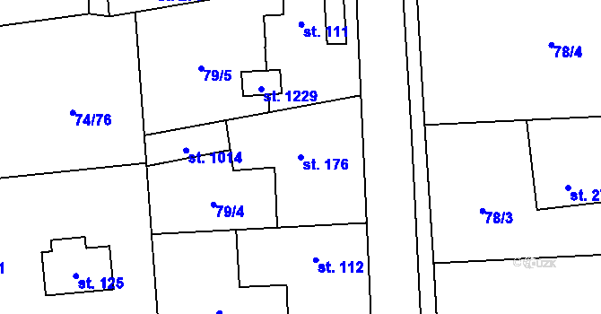 Parcela st. 176 v KÚ Hovorčovice, Katastrální mapa