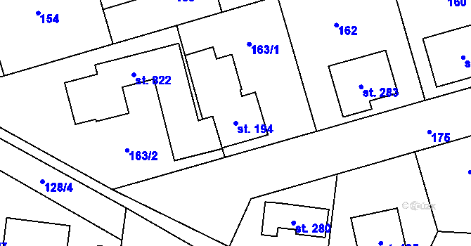 Parcela st. 194 v KÚ Hovorčovice, Katastrální mapa