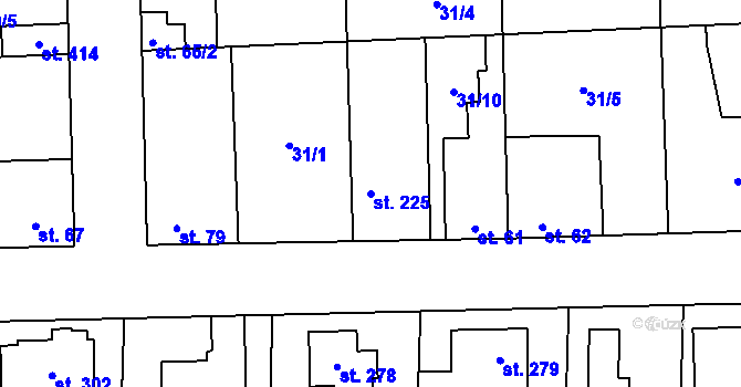 Parcela st. 225 v KÚ Hovorčovice, Katastrální mapa