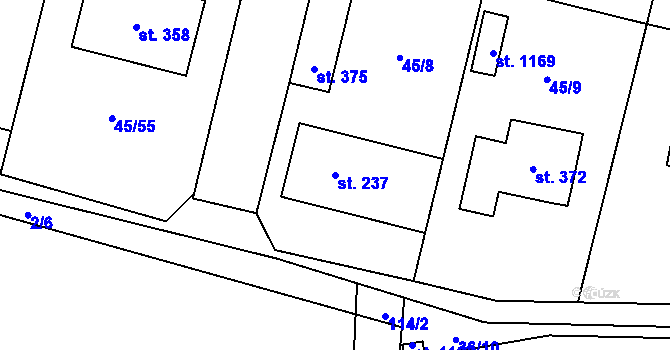Parcela st. 237 v KÚ Hovorčovice, Katastrální mapa