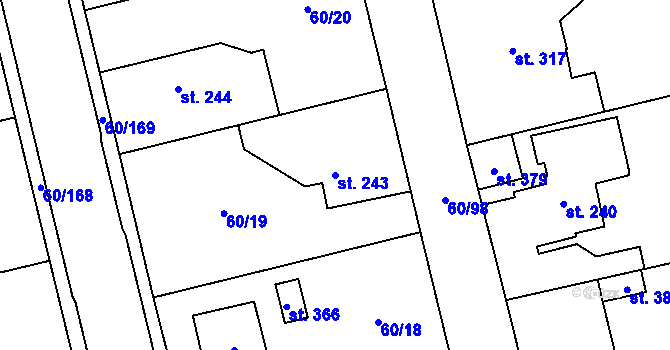 Parcela st. 243 v KÚ Hovorčovice, Katastrální mapa
