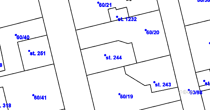 Parcela st. 244 v KÚ Hovorčovice, Katastrální mapa