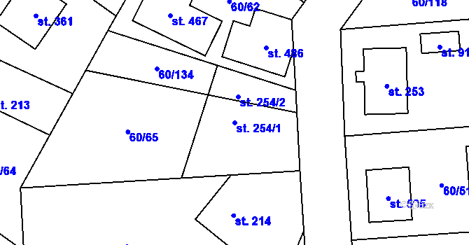 Parcela st. 254/1 v KÚ Hovorčovice, Katastrální mapa