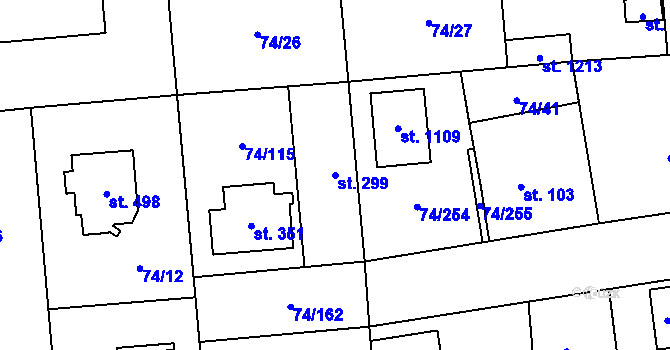 Parcela st. 299 v KÚ Hovorčovice, Katastrální mapa