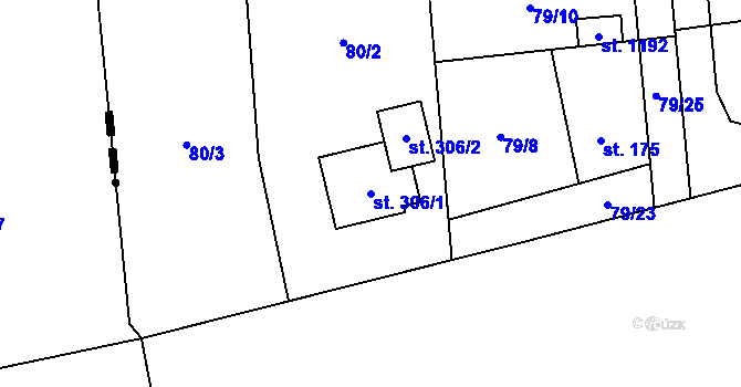 Parcela st. 306/1 v KÚ Hovorčovice, Katastrální mapa