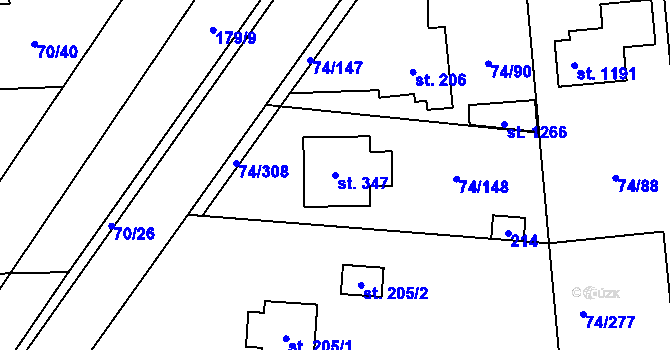 Parcela st. 347 v KÚ Hovorčovice, Katastrální mapa