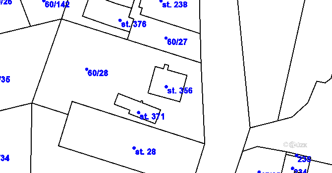 Parcela st. 356 v KÚ Hovorčovice, Katastrální mapa