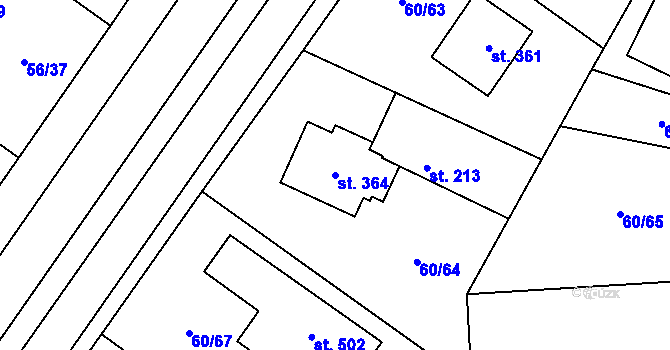 Parcela st. 364 v KÚ Hovorčovice, Katastrální mapa