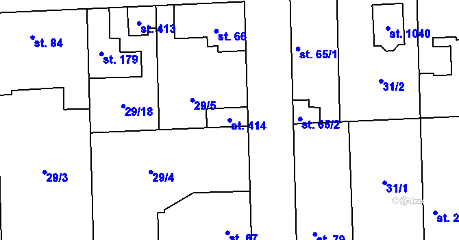 Parcela st. 414 v KÚ Hovorčovice, Katastrální mapa