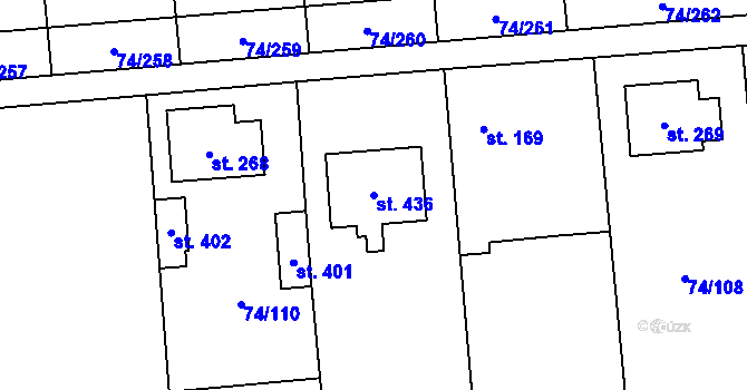 Parcela st. 436 v KÚ Hovorčovice, Katastrální mapa