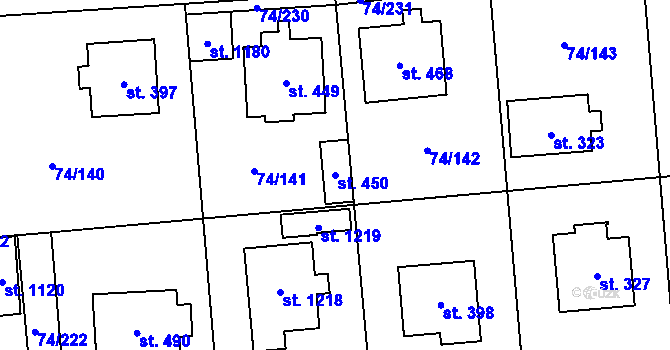 Parcela st. 450 v KÚ Hovorčovice, Katastrální mapa