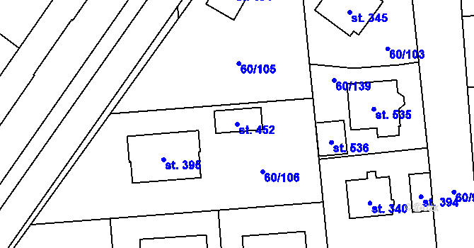 Parcela st. 452 v KÚ Hovorčovice, Katastrální mapa