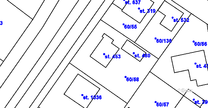 Parcela st. 453 v KÚ Hovorčovice, Katastrální mapa