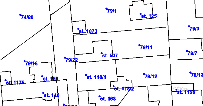 Parcela st. 507 v KÚ Hovorčovice, Katastrální mapa