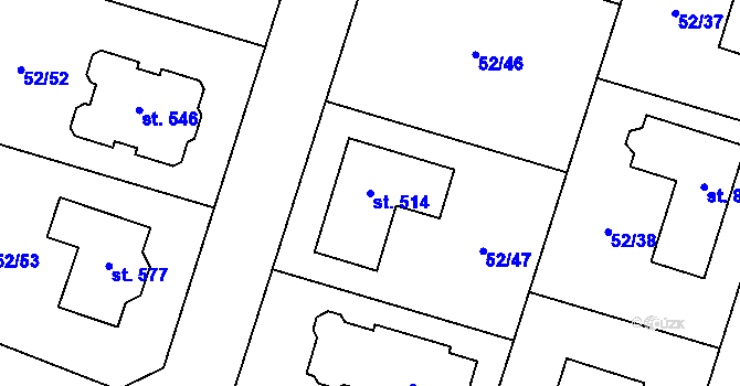 Parcela st. 514 v KÚ Hovorčovice, Katastrální mapa