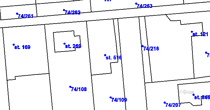 Parcela st. 516 v KÚ Hovorčovice, Katastrální mapa