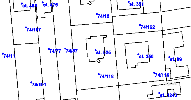 Parcela st. 525 v KÚ Hovorčovice, Katastrální mapa