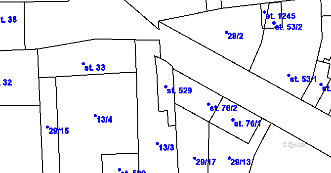 Parcela st. 529 v KÚ Hovorčovice, Katastrální mapa
