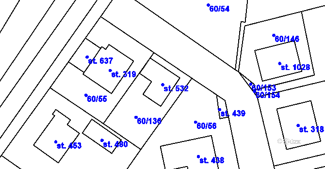 Parcela st. 532 v KÚ Hovorčovice, Katastrální mapa