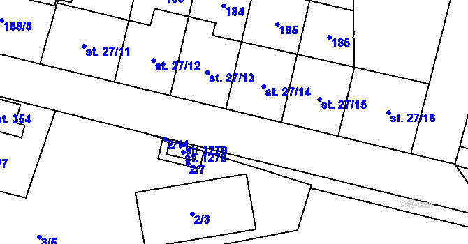 Parcela st. 2/1 v KÚ Hovorčovice, Katastrální mapa