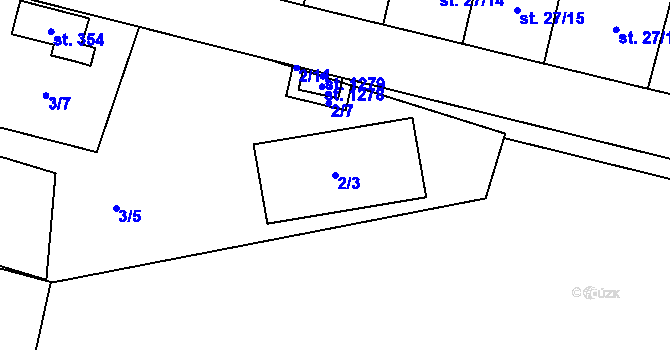 Parcela st. 2/3 v KÚ Hovorčovice, Katastrální mapa