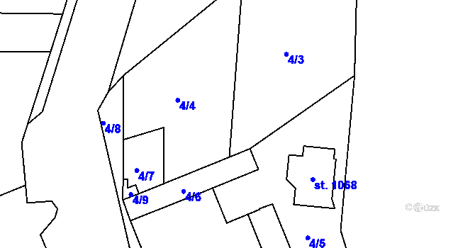 Parcela st. 4 v KÚ Hovorčovice, Katastrální mapa