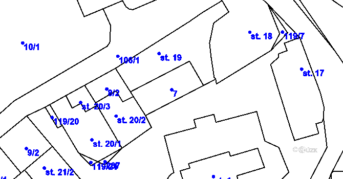 Parcela st. 7 v KÚ Hovorčovice, Katastrální mapa