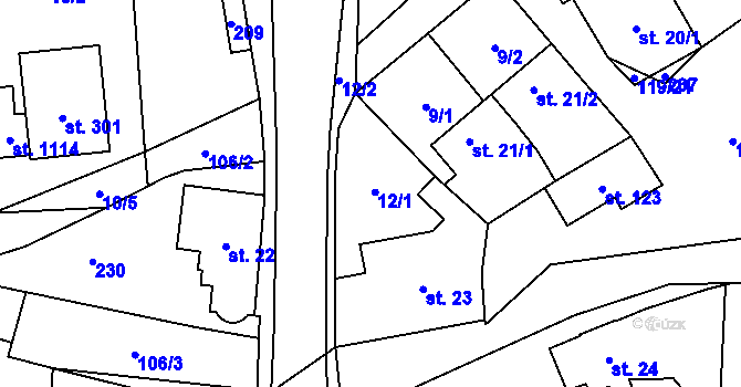 Parcela st. 12 v KÚ Hovorčovice, Katastrální mapa