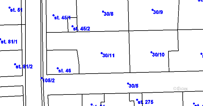 Parcela st. 30/11 v KÚ Hovorčovice, Katastrální mapa