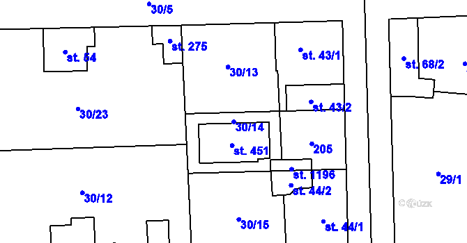 Parcela st. 30/14 v KÚ Hovorčovice, Katastrální mapa