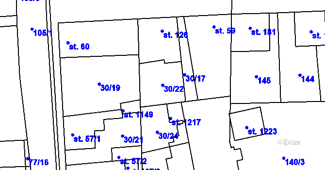 Parcela st. 30/22 v KÚ Hovorčovice, Katastrální mapa